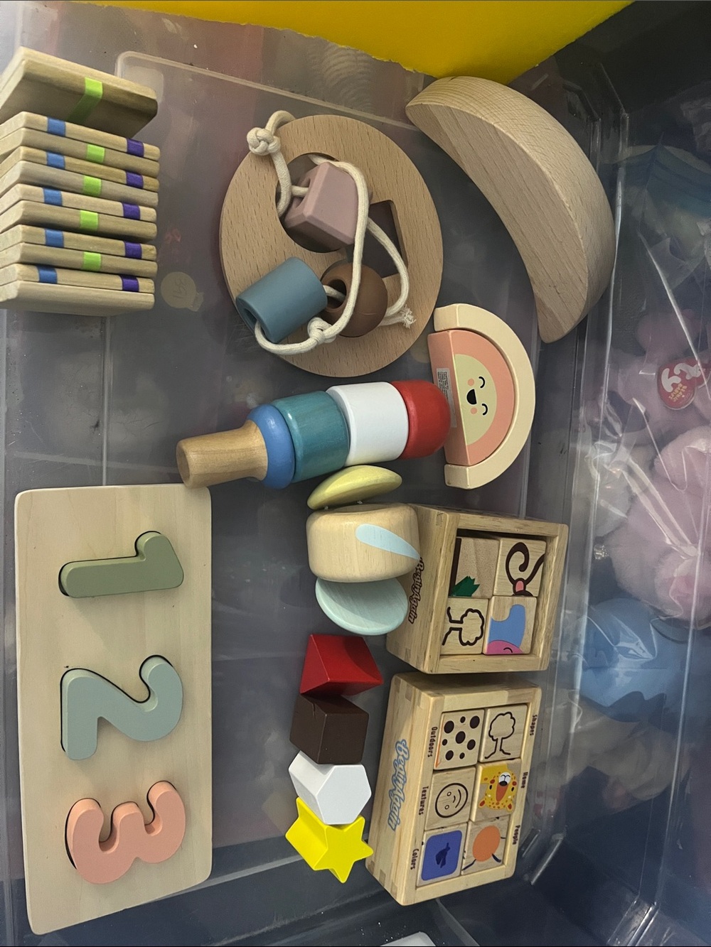 Wooden Educational Toy Set - Pastel Multicolor Learning Blocks, shapes, 561